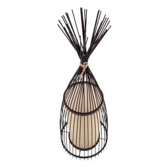 AZORES 01754 Boho Επιδαπέδιο Φωτιστικό με Ντουί 1 x E27 AC 220-240V IP20 - Καφέ & Μπεζ - Μ30 x Π30 x Υ90cm