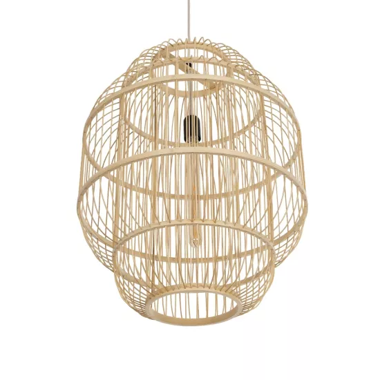 HIBISCUS 01763 Boho Κρεμαστό Φωτιστικό Οροφής με Ντουί 1 x E27 AC 220-240V IP20 - Μπεζ - Μ48 x Π48 x Y60cm