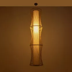 HIBISCUS 01783 Boho Κρεμαστό Φωτιστικό Οροφής με Ντουί 1 x E27 AC 220-240V IP20 - Μπεζ - Μ35 x Π35 x Υ150cm