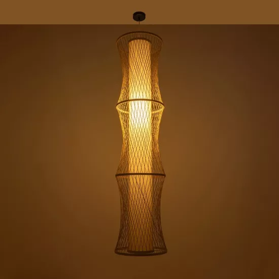 HIBISCUS 01783 Boho Κρεμαστό Φωτιστικό Οροφής με Ντουί 1 x E27 AC 220-240V IP20 - Μπεζ - Μ35 x Π35 x Υ150cm