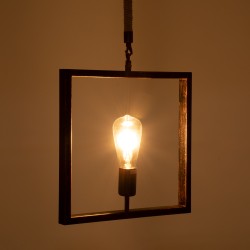 FRAISE 01814 Vintage Κρεμαστό Φωτιστικό Οροφής με Ντουί 1 x E27 AC 220-240V IP20 - Χάλκινο & Μπεζ - Μ32 x Π4 x Υ32cm