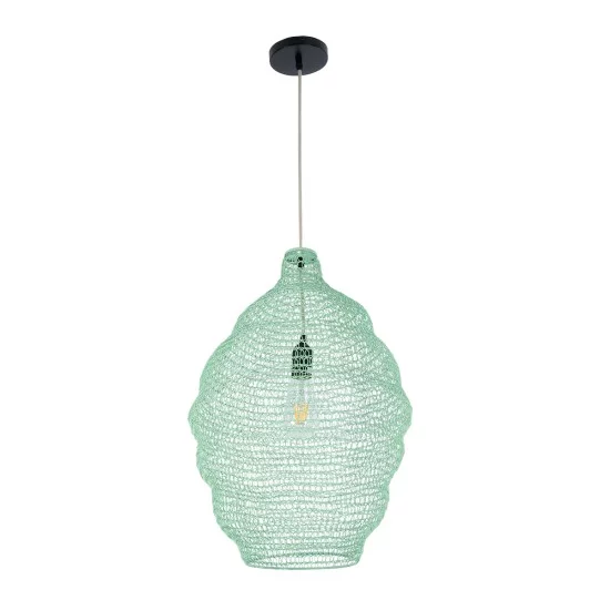 KENTUCKY 01900 Vintage Κρεμαστό Φωτιστικό Οροφής με Ντουί 1 x E27 AC 220-240V IP20 - Τιρκουάζ - Μ40 x Π40 x Y60cm