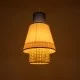 SAIGE 01921 Boho Κρεμαστό Φωτιστικό Πλέγμα Μονόφωτο 1 x E27 IP20 Μπεζ Ξύλο με Μπλε & Ροζ Ύφασμα - Μ30 x Π30 x Υ48cm