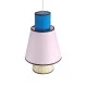 SAIGE 01921 Boho Κρεμαστό Φωτιστικό Πλέγμα Μονόφωτο 1 x E27 IP20 Μπεζ Ξύλο με Μπλε & Ροζ Ύφασμα - Μ30 x Π30 x Υ48cm