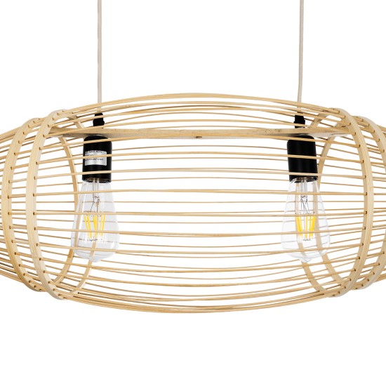 FISH 01927 Boho Κρεμαστό Φωτιστικό Οροφής με Ντουί 2 x E27 AC 220-240V IP20 - Μπεζ - Μ130 x Π42 x Υ42cm
