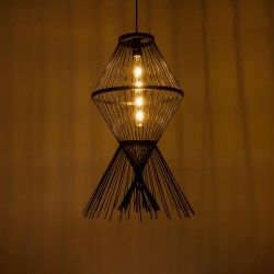 YOSHI 01929 Boho Κρεμαστό Φωτιστικό Οροφής με Ντουί 1 x E27 AC 220-240V IP20 - Μαύρο - Μ35 x Π35 x Υ60cm