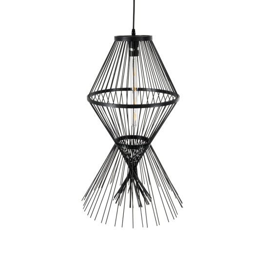 YOSHI 01929 Boho Κρεμαστό Φωτιστικό Πλέγμα Μονόφωτο 1 x E27 IP20 Μαύρο Ξύλο - Μ35 x Π35 x Υ60cm YOSHI 01929 Boho Κρεμαστό Φωτιστικό Πλέγμα Μονόφωτο 1 x E27 IP20 Μαύρο Ξύλο - Μ35 x Π35 x Υ60cm