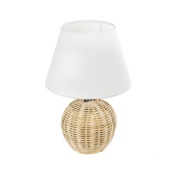 HASUMI 01957 Boho Επιτραπέζιο Φωτιστικό Πορτατίφ με Ντουί 1 x E27 AC 220-240V IP20 - Μπεζ & Λευκό - Μ19 x Π19 x Υ30cm