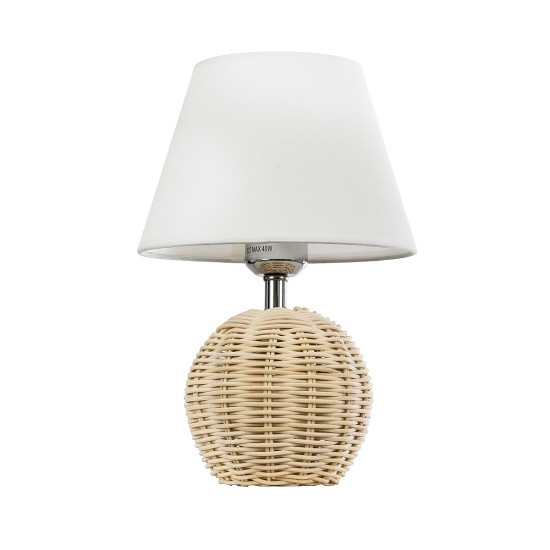 HASUMI 01957 Boho Επιτραπέζιο Φωτιστικό Πορτατίφ με Ντουί 1 x E27 AC 220-240V IP20 - Μπεζ & Λευκό - Μ19 x Π19 x Υ30cm