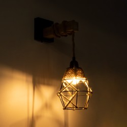 BELLARIVA 01961 Boho Φωτιστικό Τοίχου - Απλίκα με Ντουί 1 x E27 AC 220-240V IP20 - Μπεζ & Μαύρο - Μ10 x Π30 x Υ43cm