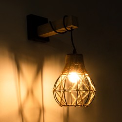 BELLARIVA 01962 Boho Φωτιστικό Τοίχου - Απλίκα με Ντουί 1 x E27 AC 220-240V IP20 - Μπεζ & Μαύρο - Μ10 x Π26 x Υ40cm