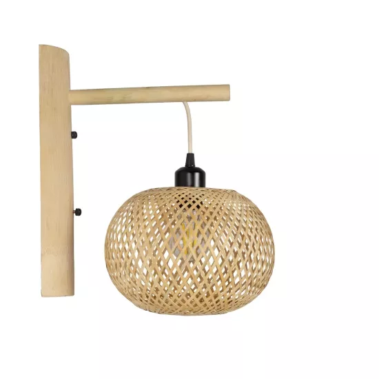  SELVA 01963 Boho Φωτιστικό Τοίχου - Απλίκα με Ντουί 1 x E27 AC 220-240V IP20 - Μπεζ - Μ23 x Π23 x Υ37cm