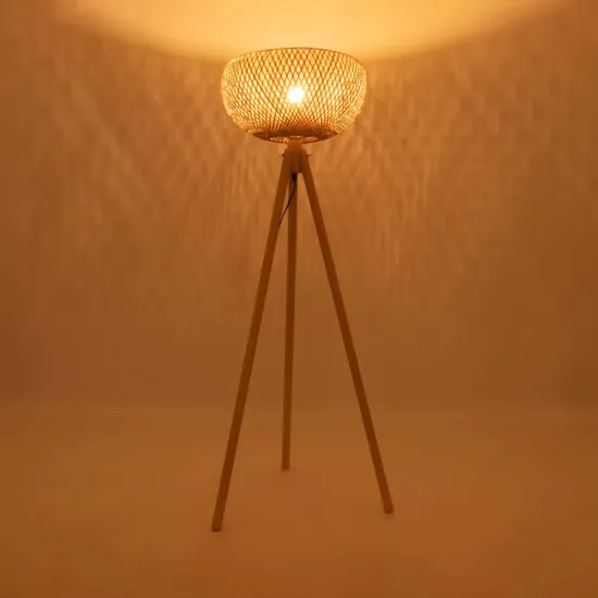 POPPY 01983 Boho Επιδαπέδιο Φωτιστικό με Ντουί 1 x E27 AC 220-240V IP20 - Μπεζ - Μ58 x Π58 x Υ143cm