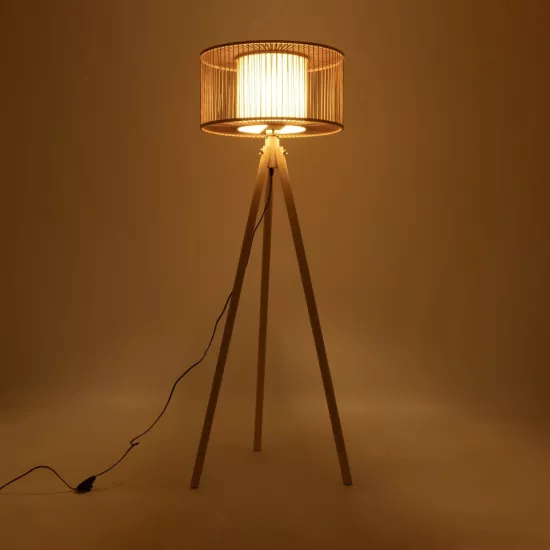 POPPY 01988 Boho Επιδαπέδιο Φωτιστικό με Ντουί 1 x E27 AC 220-240V IP20 - Μπεζ - Μ58 x Π58 x Υ145cm