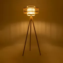 POPPY 01989 Boho Επιδαπέδιο Φωτιστικό με Ντουί 1 x E27 AC 220-240V IP20 - Μπεζ - Μ58 x Π58 x Υ149cm