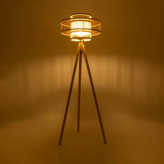 POPPY 01989 Boho Επιδαπέδιο Φωτιστικό με Ντουί 1 x E27 AC 220-240V IP20 - Μπεζ - Μ58 x Π58 x Υ149cm