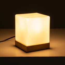 DERYA 02035 Μοντέρνο Επιτραπέζιο Φωτιστικό Πορτατίφ με Ντουί 1 x E27 AC 220-240V IP20 - Μπεζ - Μ12 x Π12 x Υ15cm