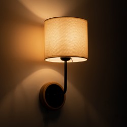 MANU 02043 Μοντέρνο Φωτιστικό Τοίχου - Απλίκα με Ντουί 1 x E27 AC 220-240V IP20 - Μαύρο & Μπεζ - Μ18 x Π20 x Υ37cm
