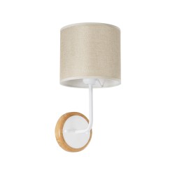 MANU 02044 Μοντέρνο Φωτιστικό Τοίχου - Απλίκα με Ντουί 1 x E27 AC 220-240V IP20 - Λευκό & Μπεζ - Μ18 x Π20 x Υ37cm