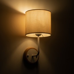 MANU 02044 Μοντέρνο Φωτιστικό Τοίχου - Απλίκα με Ντουί 1 x E27 AC 220-240V IP20 - Λευκό & Μπεζ - Μ18 x Π20 x Υ37cm