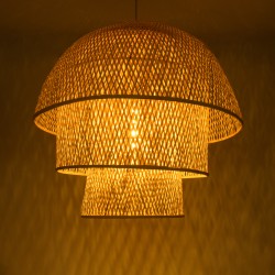 HIROKA 02046 Boho Κρεμαστό Φωτιστικό Οροφής με Ντουί 1 x E27 AC 220-240V IP20 - Μπεζ - Μ100 x Π100 x Υ110cm