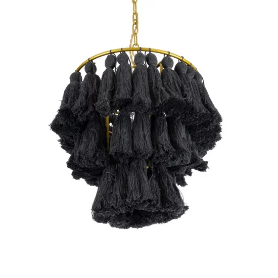 MISSOULA 02087 Boho Κρεμαστό Φωτιστικό Οροφής με Ντουί 1 x E27 AC 220-240V IP20 - Μαύρο & Χρυσό - Μ30 x Π30 x Υ40cm