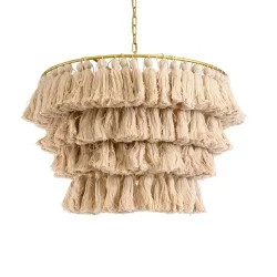 MISSOULA 02088 Boho Κρεμαστό Φωτιστικό Οροφής με Ντουί 1 x E27 AC 220-240V IP20 - Μπεζ & Χρυσό - Μ60 x Π60 x Υ40cm