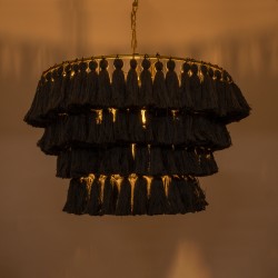 MISSOULA 02091 Boho Κρεμαστό Φωτιστικό Οροφής με Ντουί 1 x E27 AC 220-240V IP20 - Μαύρο & Χρυσό - Μ60 x Π60 x Υ40cm