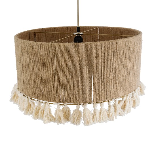 PUERTORICO 02094 Boho Κρεμαστό Φωτιστικό Καπέλο Μονόφωτο 1 x E27 IP20 Μπεζ & Λευκό Βαμβακερό Νήμα - Μ50 x Π50 x Υ27cm PUERTORICO 02094 Boho Κρεμαστό Φωτιστικό Καπέλο Μονόφωτο 1 x E27 IP20 Μπεζ & Λευκό Βαμβακερό Νήμα - Μ50 x Π50 x Υ27cm