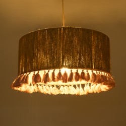 PUERTORICO 02096 Boho Κρεμαστό Φωτιστικό Οροφής με Ντουί 1 x E27 AC 220-240V IP20 - Μπεζ & Ροζ - Μ50 x Π50 x Υ27cm