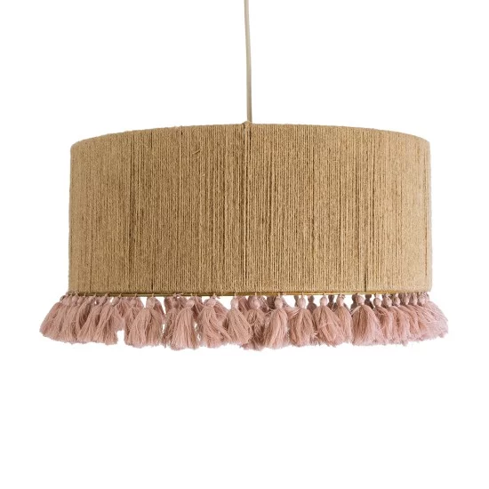 PUERTORICO 02096 Boho Κρεμαστό Φωτιστικό Καπέλο Μονόφωτο 1 x E27 IP20 Μπεζ & Ροζ Σχοινί - Μ50 x Π50 x Υ27cm PUERTORICO 02096 Boho Κρεμαστό Φωτιστικό Καπέλο Μονόφωτο 1 x E27 IP20 Μπεζ & Ροζ Σχοινί - Μ50 x Π50 x Υ27cm