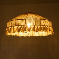 PUERTORICO 02098 Boho Κρεμαστό Φωτιστικό Οροφής με Ντουί 1 x E27 AC 220-240V IP20 - Μπεζ & Λευκό - Μ50 x Π50 x Υ25cm