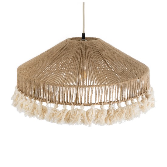 PUERTORICO 02098 Boho Κρεμαστό Φωτιστικό Καμπάνα Μονόφωτο 1 x E27 IP20 Μπεζ & Λευκό Βαμβακερό Νήμα - Μ50 x Π50 x Υ25cm PUERTORICO 02098 Boho Κρεμαστό Φωτιστικό Καμπάνα Μονόφωτο 1 x E27 IP20 Μπεζ & Λευκό Βαμβακερό Νήμα - Μ50 x Π50 x Υ25cm
