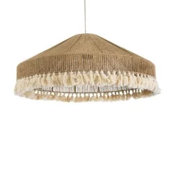 PUERTORICO 02099 Boho Κρεμαστό Φωτιστικό Οροφής με Ντουί 3 x E27 AC 220-240V IP20 - Μπεζ & Λευκό - Μ80 x Π80 x Υ35cm