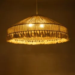 PUERTORICO 02099 Boho Κρεμαστό Φωτιστικό Οροφής με Ντουί 3 x E27 AC 220-240V IP20 - Μπεζ & Λευκό - Μ80 x Π80 x Υ35cm