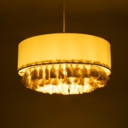 GINGER 02100 Boho Κρεμαστό Φωτιστικό Οροφής με Ντουί 1 x E27 AC 220-240V IP20 - Μπεζ & Λευκό - Μ50 x Π50 x Υ25cm