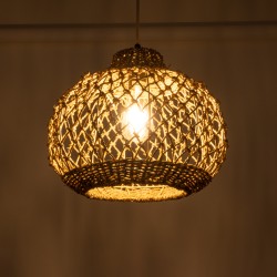 ECUADOR 02115 Boho Κρεμαστό Φωτιστικό Οροφής με Ντουί 1 x E27 AC 220-240V IP20 - Μπεζ - Μ35 x Π35 x Υ28cm