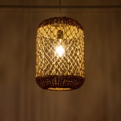 ECUADOR 02117 Boho Κρεμαστό Φωτιστικό Οροφής με Ντουί 1 x E27 AC 220-240V IP20 - Μπεζ - Μ28 x Π28 x Υ40cm