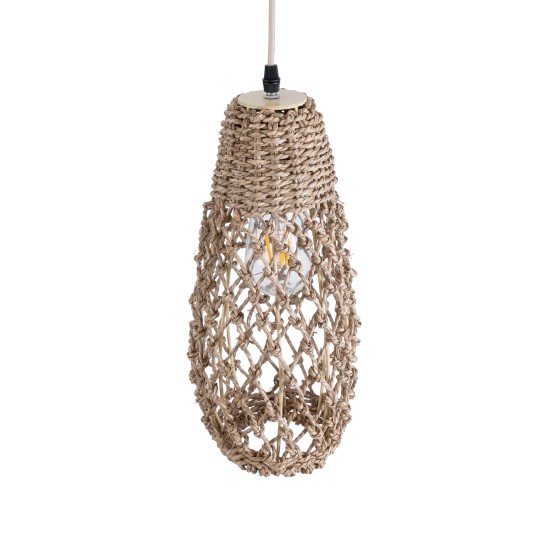 ECUADOR 02119 Boho Κρεμαστό Φωτιστικό Οροφής με Ντουί 1 x E27 AC 220-240V IP20 - Μπεζ - Μ15 x Π15 x Υ35cm