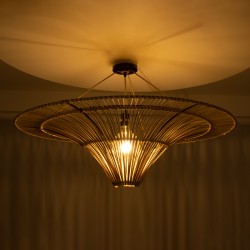 PALERMO 02153 Boho Φωτιστικό Οροφής με Ντουί 1 x E27 AC 220-240V IP20 - Μπεζ - Μ100 x Π100 x Υ55cm