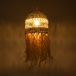 SAINTLUCIA 02160 Boho Κρεμαστό Φωτιστικό Οροφής με Ντουί 1 x E27 AC 220-240V IP20 - Μπεζ & Καφέ - Μ30 x Π30 x Υ90cm