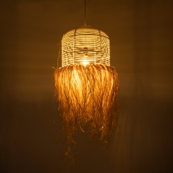 BASSETERRE 02162 Boho Κρεμαστό Φωτιστικό Οροφής με Ντουί 1 x E27 AC 220-240V IP20 - Μπεζ - Μ35 x Π35 x Υ60cm