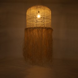 BASSETERRE 02163 Boho Κρεμαστό Φωτιστικό Οροφής με Ντουί 1 x E27 AC 220-240V IP20 - Μπεζ & Καφέ - Μ70 x Π70 x Υ170cm