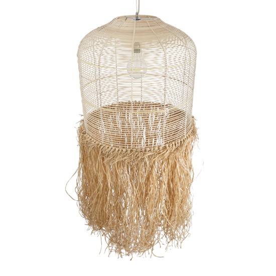 BASSETERRE 02163 Boho Κρεμαστό Φωτιστικό Καμπάνα Μονόφωτο 1 x E27 IP20 Μπεζ Ξύλο με Καφέ Raffia - Μ70 x Π70 x Υ170cm BASSETERRE 02163 Boho Κρεμαστό Φωτιστικό Καμπάνα Μονόφωτο 1 x E27 IP20 Μπεζ Ξύλο με Καφέ Raffia - Μ70 x Π70 x Υ170cm