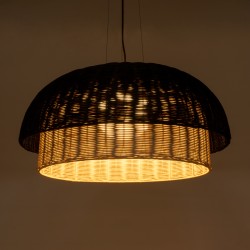 CORSICA 02216 Boho Κρεμαστό Φωτιστικό Οροφής με Ντουί 1 x E27 AC 220-240V IP20 - Μαύρο & Μπεζ - Μ70 x Π70 x Υ35cm