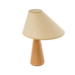 KAUAI 02229 Boho Επιτραπέζιο Φωτιστικό Πορτατίφ Μονόφωτο 1 x E27 IP20 Μπεζ Ξύλο με Μπεζ Ύφασμα - Μ38 x Π30 x Υ48cm