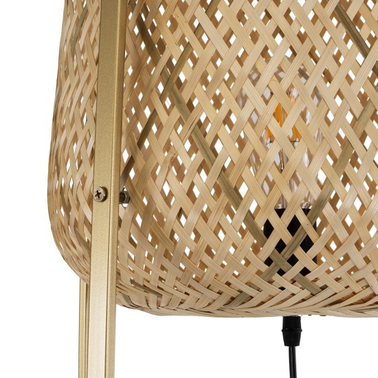 MEILANI 02301 Boho Επιδαπέδιο Φωτιστικό Μονόφωτο 1 x E27 IP20 Χρυσό Μέταλλο με Μπεζ Ξύλο - Μ40 x Π40 x Υ150cm MEILANI 02301 Boho Επιδαπέδιο Φωτιστικό Μονόφωτο 1 x E27 IP20 Χρυσό Μέταλλο με Μπεζ Ξύλο - Μ40 x Π40 x Υ150cm