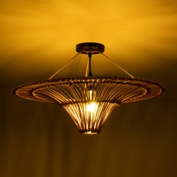 PALERMO 02308 Boho Φωτιστικό Οροφής με Ντουί 1 x E27 AC 220-240V IP20 - Καφέ - Μ60 x Π60 x Υ36cm