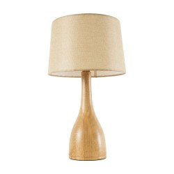 BERKBAY 02319 Boho Επιτραπέζιο Φωτιστικό Πορτατίφ Μονόφωτο 1 x E27 IP20 Μπεζ Ξύλο με Μπεζ Ύφασμα - Μ32 x Π32 x Υ55cm