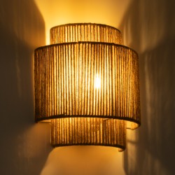 MABANA 02322 Boho Φωτιστικό Τοίχου - Απλίκα με Ντουί 1 x E27 AC 220-240V IP20 - Μπεζ - Μ23 x Π11 x Υ25cm